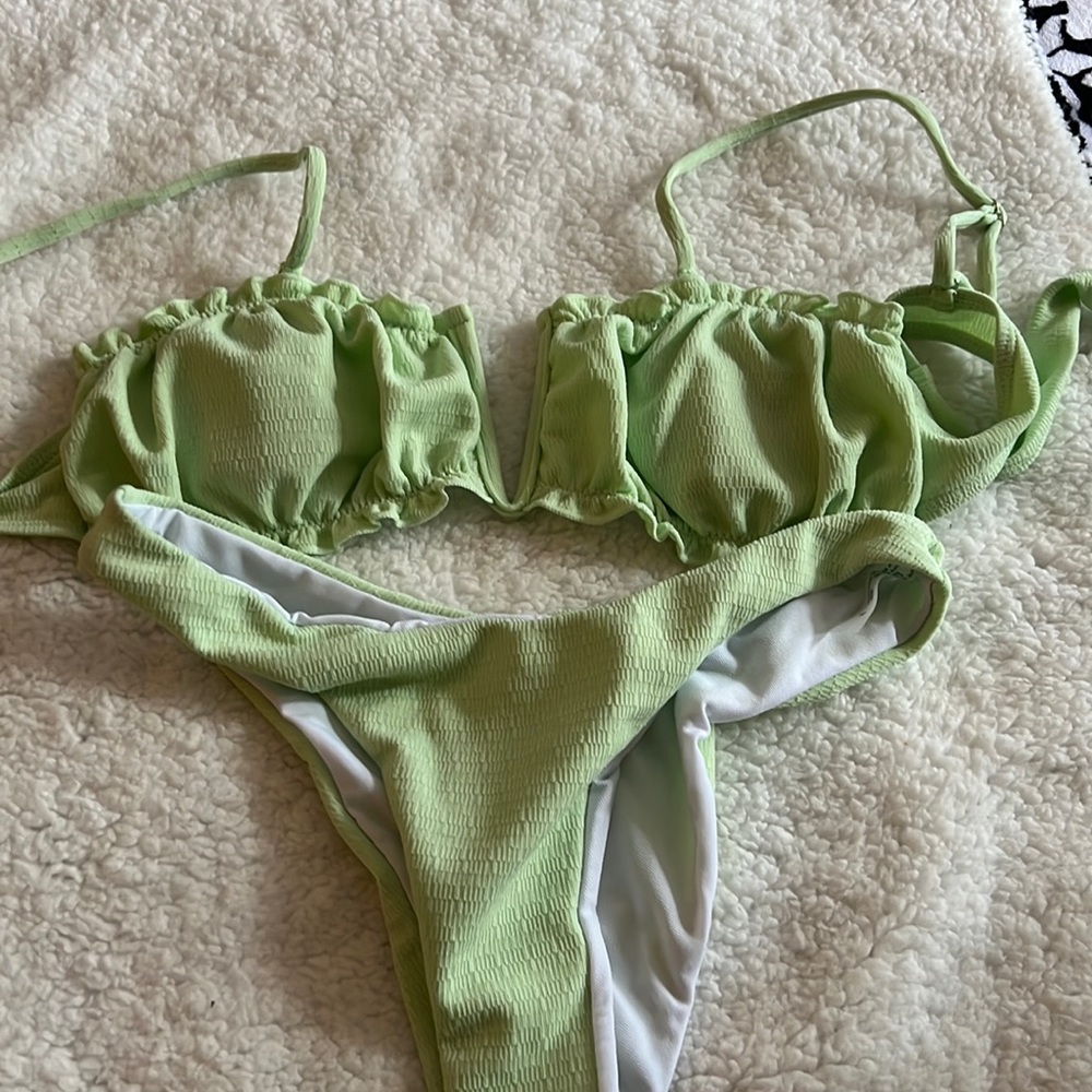 Shein Lime Green Bandeau Bikini Small New
